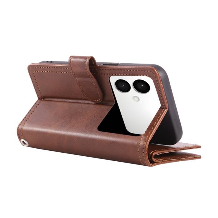 OEM - ABEEL Samsung Galaxy S26 Edge Plånboksfodral Äkta Läder Magnetiskt Skydd - Brun