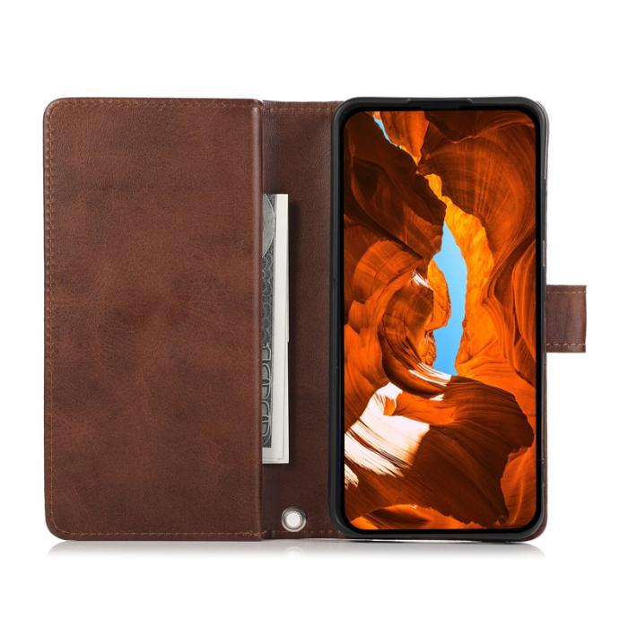 OEM - ABEEL Samsung Galaxy S26 Edge Plånboksfodral Äkta Läder Magnetiskt Skydd - Brun