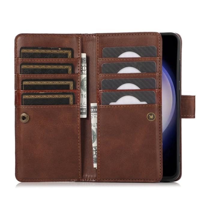 OEM - ABEEL Samsung Galaxy S26 Edge Plånboksfodral Äkta Läder Magnetiskt Skydd - Brun