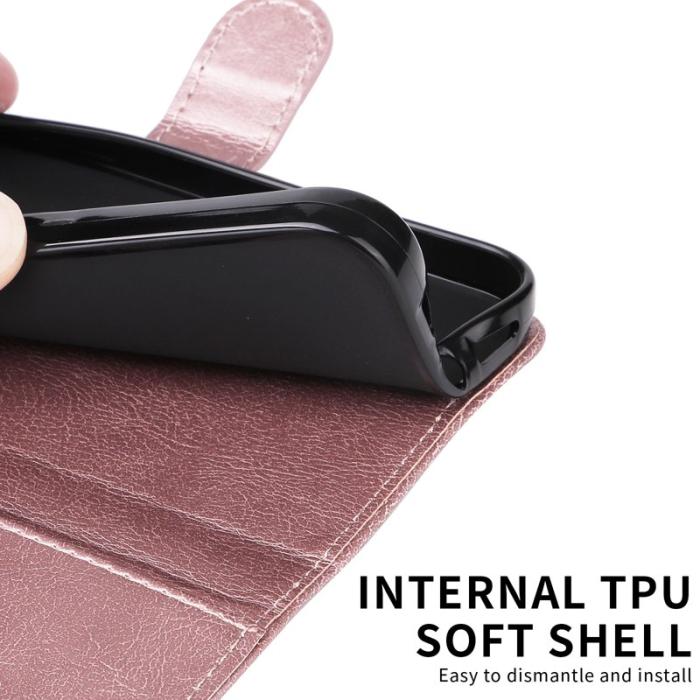 OEM - ABEEL Samsung Galaxy S26 Plus Plånboksfodral Konstläder Med Rem - Roséguld