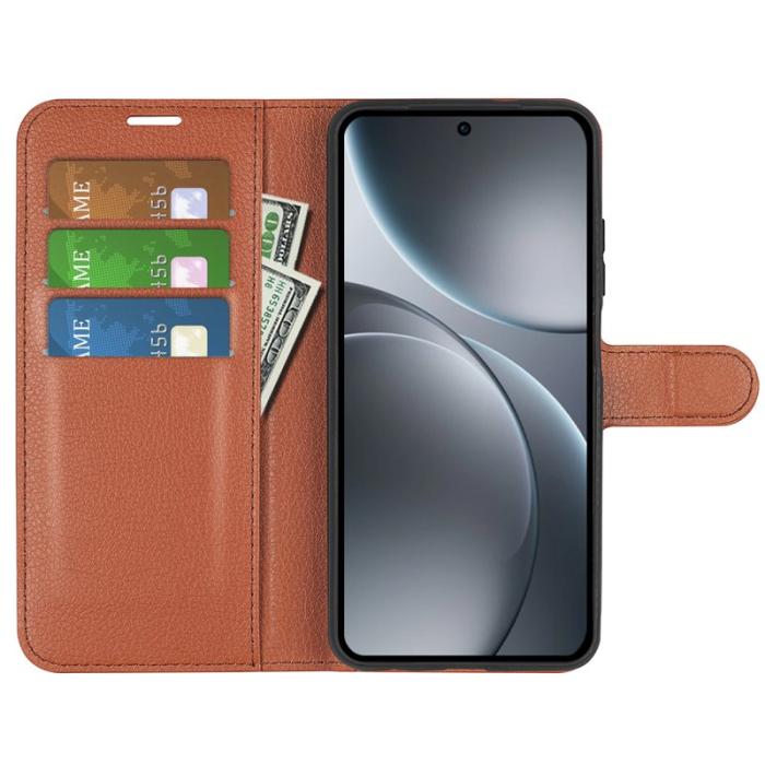 Amorus - AMORUS Oppo Find X9 Pro 5G Plånboksfodral Konstläder - Brun