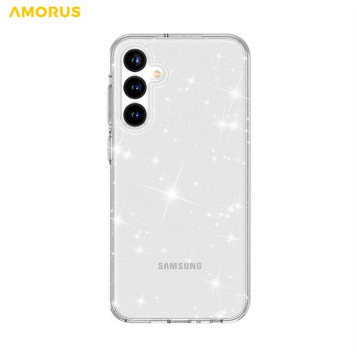 Amorus - AMORUS Samsung Galaxy A35 5G Skal TPU Hård PC Stötabsorberande - Glitter Vit