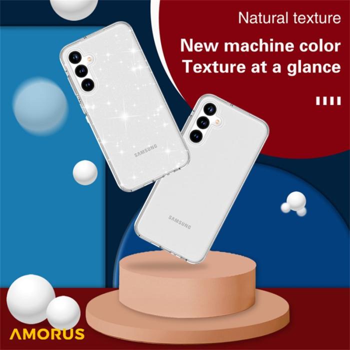 Amorus - AMORUS Samsung Galaxy A35 5G Skal TPU Hård PC Stötabsorberande - Glitter Vit