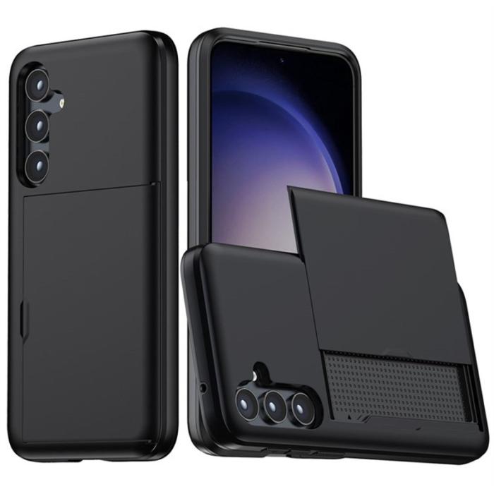 Amorus - AMORUS Samsung Galaxy A55 5G Skal Plast Med Kortfack - Svart