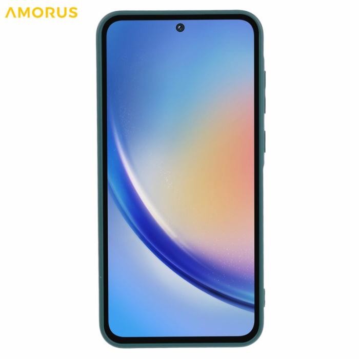 Amorus - AMORUS Samsung Galaxy A55 5G Skal TPU Fiber Stötabsorberande - Armégrön