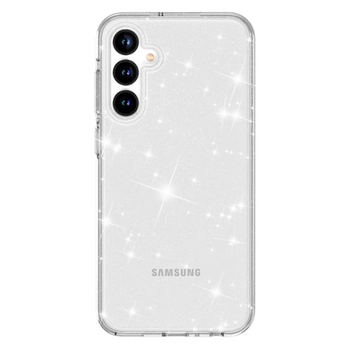 Amorus - AMORUS Samsung Galaxy A55 Skal Mjuk TPU Hård PC Stötbeständig - Glittrande Vit