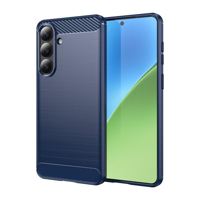 Amorus - AMORUS Samsung Galaxy S26 Plus Mobilskal Kolfiber Textur Skydd - Blå