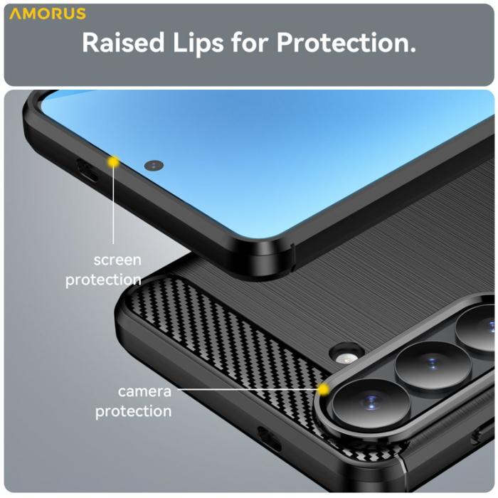 Amorus - AMORUS Samsung Galaxy S26 Plus Mobilskal Svart Textur Skydd - Svart