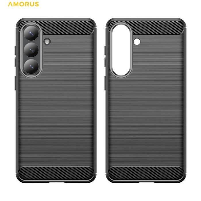 Amorus - AMORUS Samsung Galaxy S26 Plus Mobilskal Svart Textur Skydd - Svart