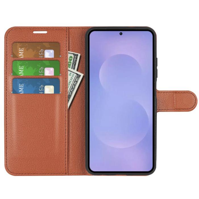 Amorus - AMORUS Samsung Galaxy S26 / S26 Pro Fodral Äkta Läder - Brun