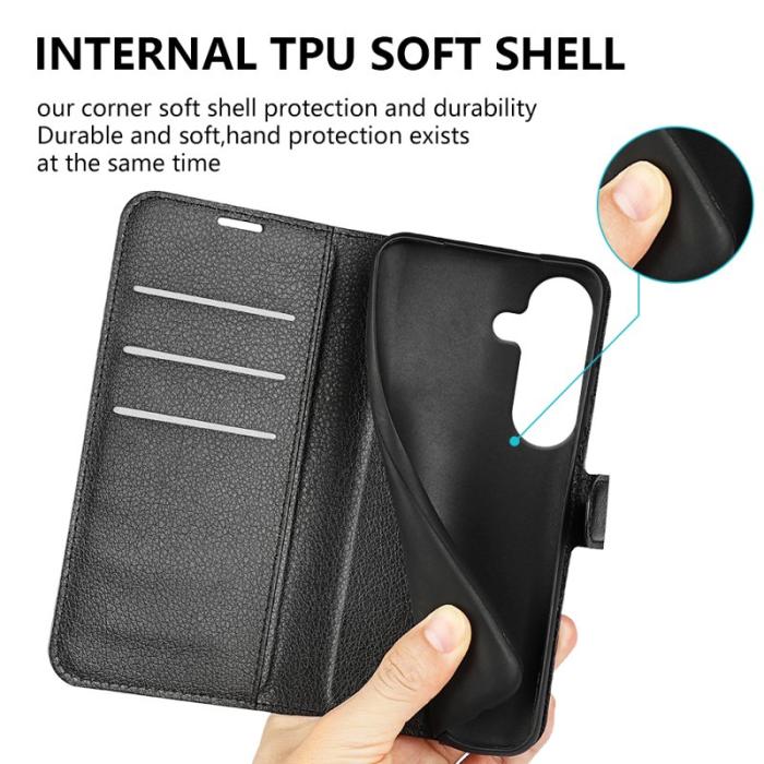 Amorus - AMORUS Samsung Galaxy S26 / S26 Pro Fodral Äkta Läder Ställ - Svart