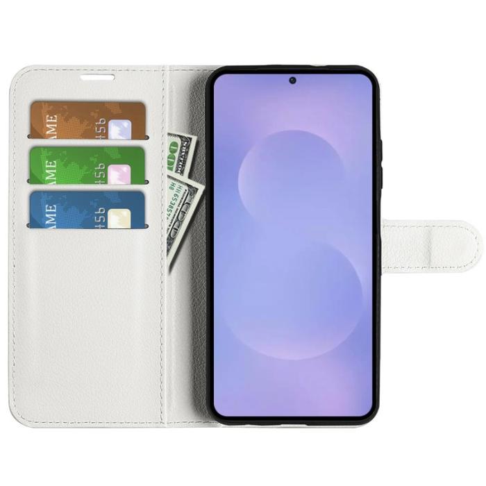 OEM - AMORUS Samsung Galaxy S26 / S26 Pro Fodral Äkta Läder Ställ - Vit