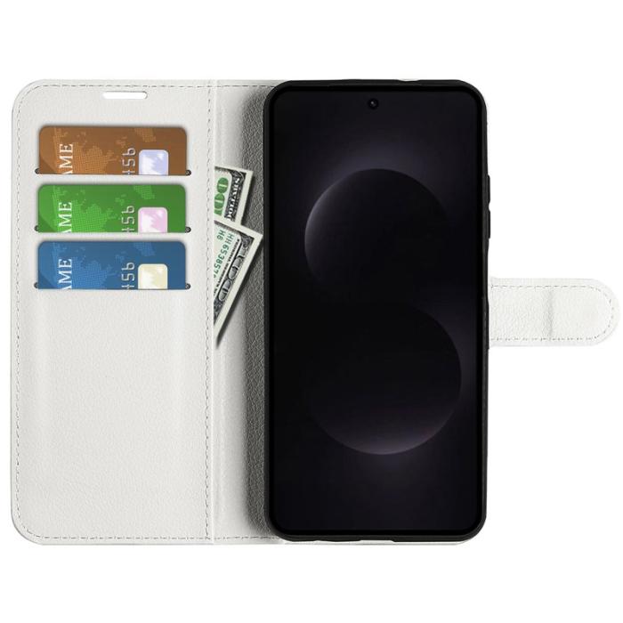 OEM - AMORUS Samsung Galaxy S26 Ultra Fodral Äkta Läder Litchi - Vit