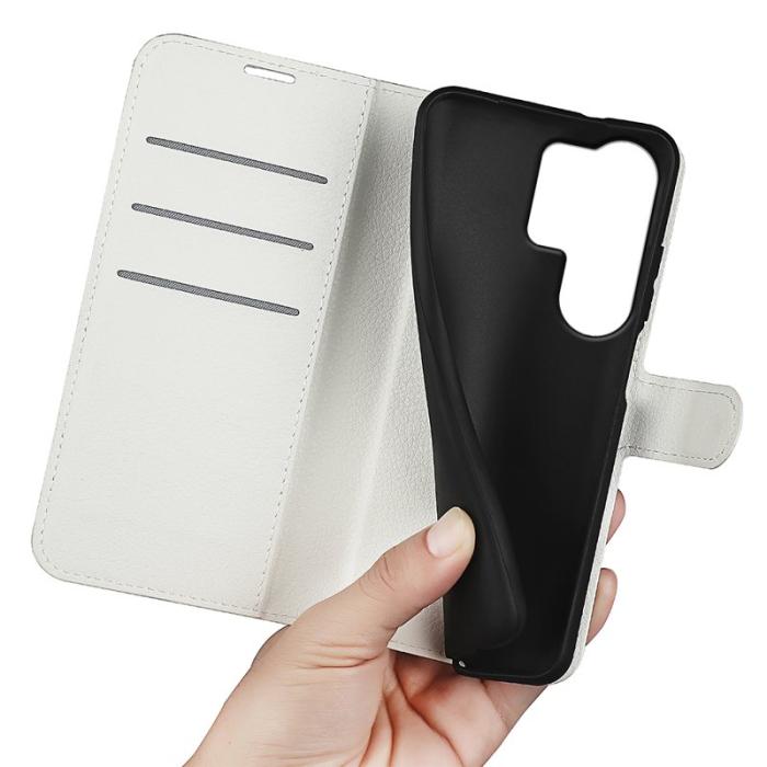 OEM - AMORUS Samsung Galaxy S26 Ultra Fodral Äkta Läder Litchi - Vit