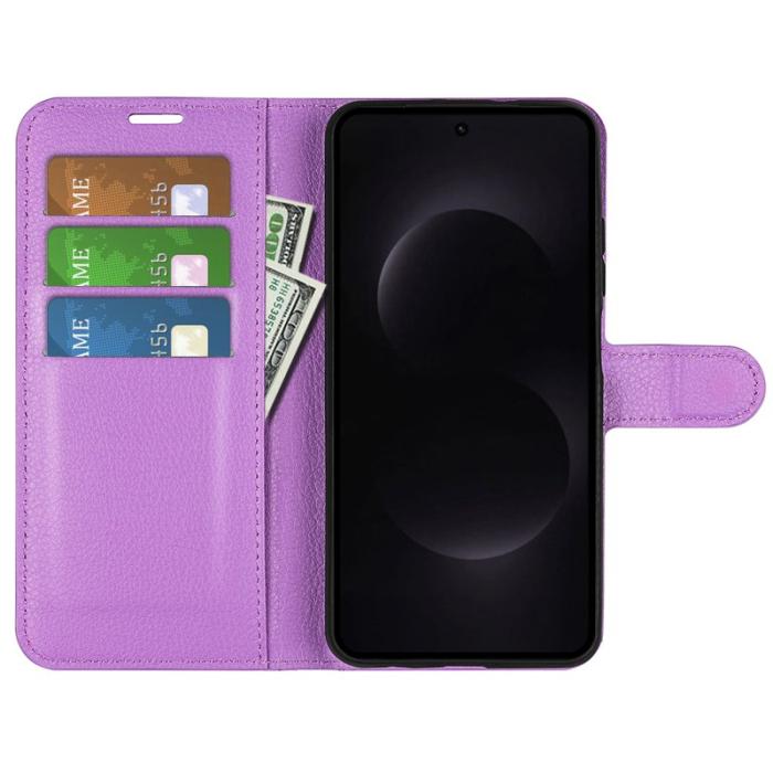 Amorus - AMORUS Samsung Galaxy S26 Ultra Fodral Äkta Läder Ställ - Lila