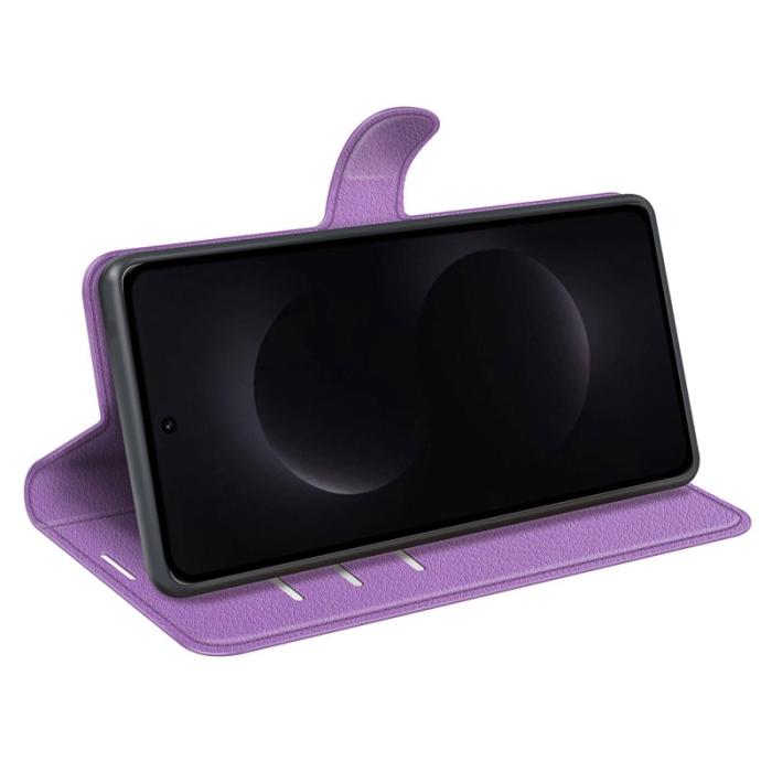 Amorus - AMORUS Samsung Galaxy S26 Ultra Fodral Äkta Läder Ställ - Lila