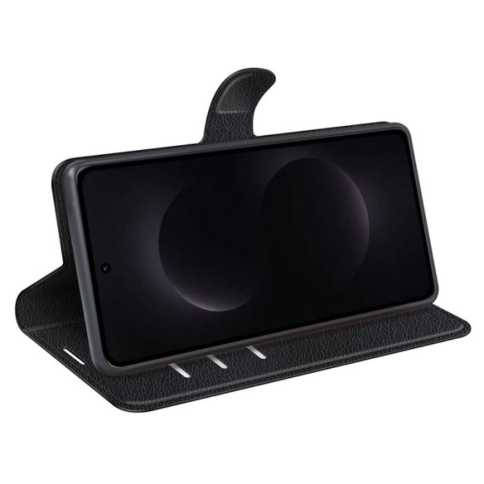 Amorus - AMORUS Samsung Galaxy S26 Ultra Fodral Äkta Läder Ställ - Svart