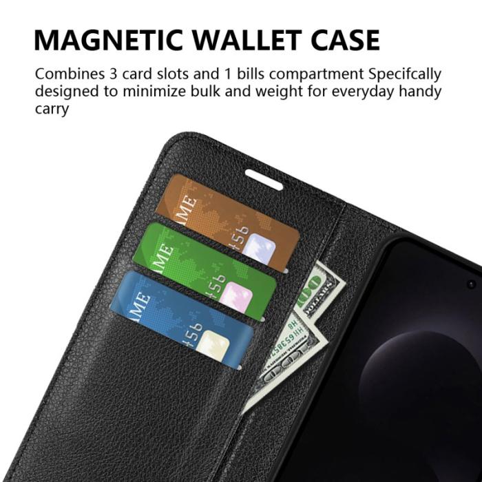 Amorus - AMORUS Samsung Galaxy S26 Ultra Fodral Äkta Läder Ställ - Svart