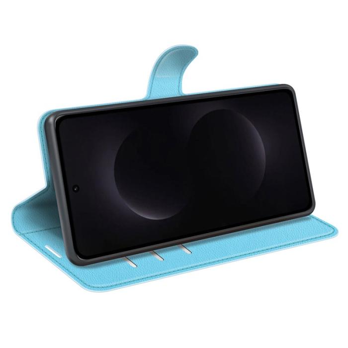 Amorus - AMORUS Samsung Galaxy S26 Ultra Fodral Litchi Textur Äkta Läder - Blå