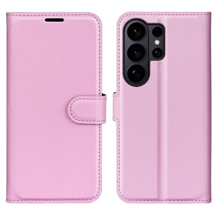 OEM - AMORUS Samsung Galaxy S26 Ultra Fodral Litchi Textur Äkta Läder - Rosa