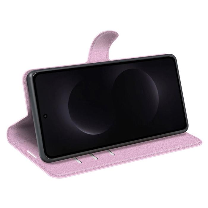 OEM - AMORUS Samsung Galaxy S26 Ultra Fodral Litchi Textur Äkta Läder - Rosa