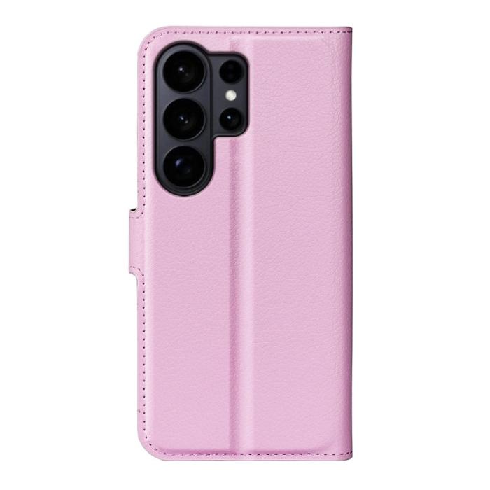 OEM - AMORUS Samsung Galaxy S26 Ultra Fodral Litchi Textur Äkta Läder - Rosa
