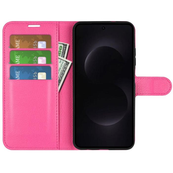 OEM - AMORUS Samsung Galaxy S26 Ultra Fodral Litchi Textur Äkta Läder - Rosa