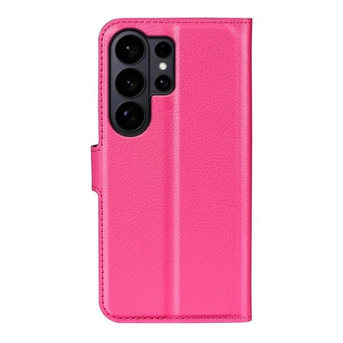 OEM - AMORUS Samsung Galaxy S26 Ultra Fodral Litchi Textur Äkta Läder - Rosa