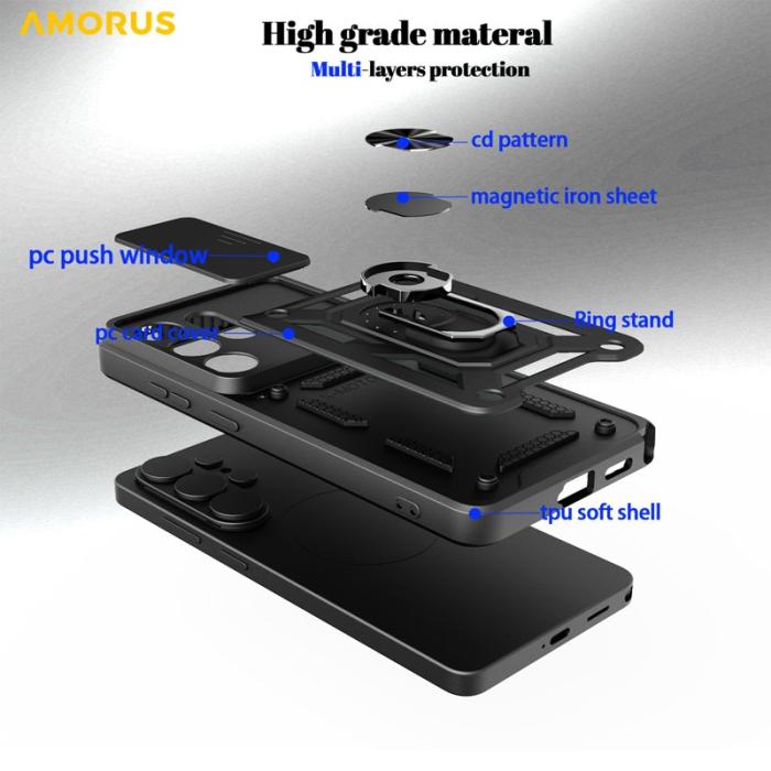 Amorus - AMORUS Samsung Galaxy S26 Ultra Mobilskal Kickstand PC + TPU - Grön