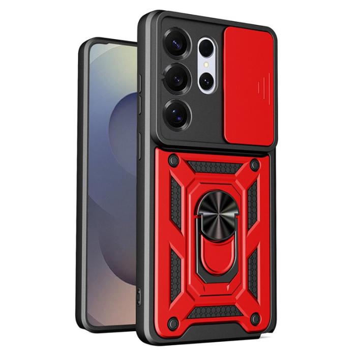 Amorus - AMORUS Samsung Galaxy S26 Ultra Mobilskal Kickstand PC + TPU - Röd