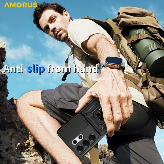 Amorus - AMORUS Samsung Galaxy S26 Ultra Mobilskal Kickstand Plast - Blå