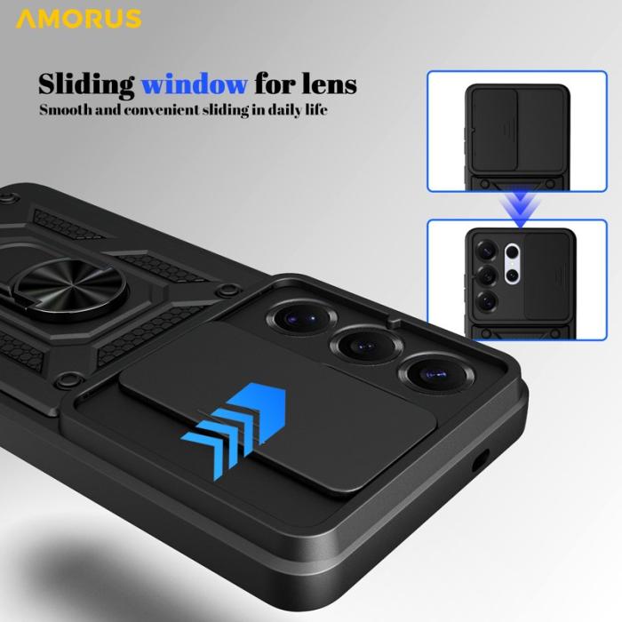 Amorus - AMORUS Samsung Galaxy S26 Ultra Mobilskal Kickstand Plast - Svart