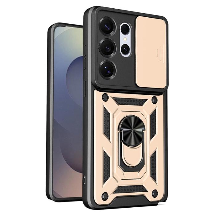 Amorus - AMORUS Samsung Galaxy S26 Ultra Mobilskal Plast Kickstand - Guld