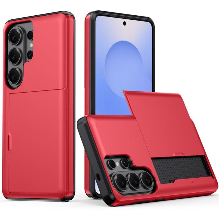 Amorus - AMORUS Samsung Galaxy S26 Ultra Mobilskal Plast Med Kortfack - Röd