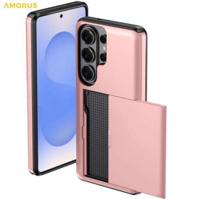 Amorus - AMORUS Samsung Galaxy S26 Ultra Mobilskal Plast Med Kortfack - Röd