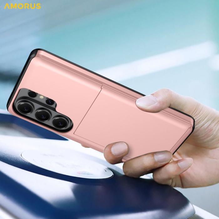 Amorus - AMORUS Samsung Galaxy S26 Ultra Mobilskal Plast Med Kortfack - Roséguld