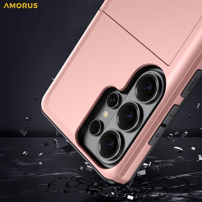 Amorus - AMORUS Samsung Galaxy S26 Ultra Mobilskal Plast Med Kortfack - Roséguld