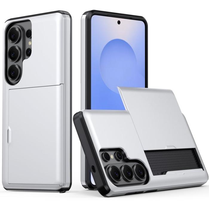 Amorus - AMORUS Samsung Galaxy S26 Ultra Mobilskal Plast Med Kortfack - Silver