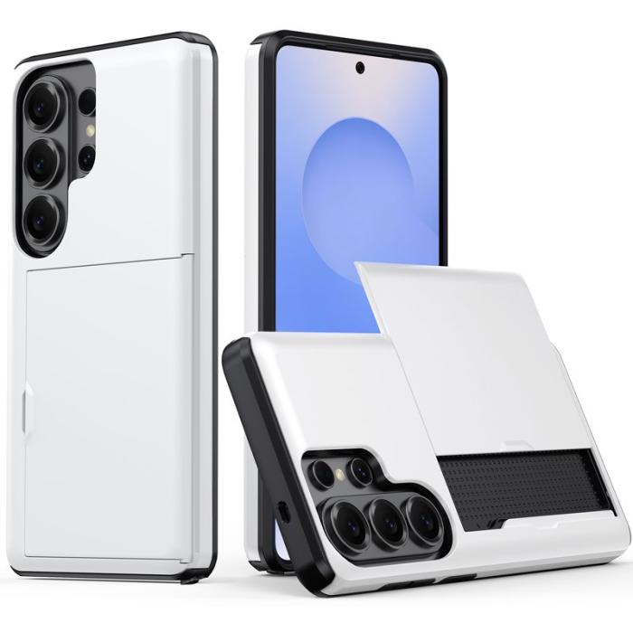 Amorus - AMORUS Samsung Galaxy S26 Ultra Mobilskal Plast Med Kortfack - Vit