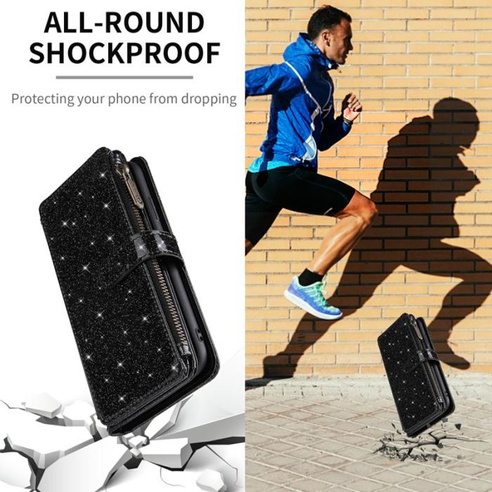 ASUWISH - ASUWISH Samsung Galaxy A35 5G Skal Glitter Konstläder - Svart