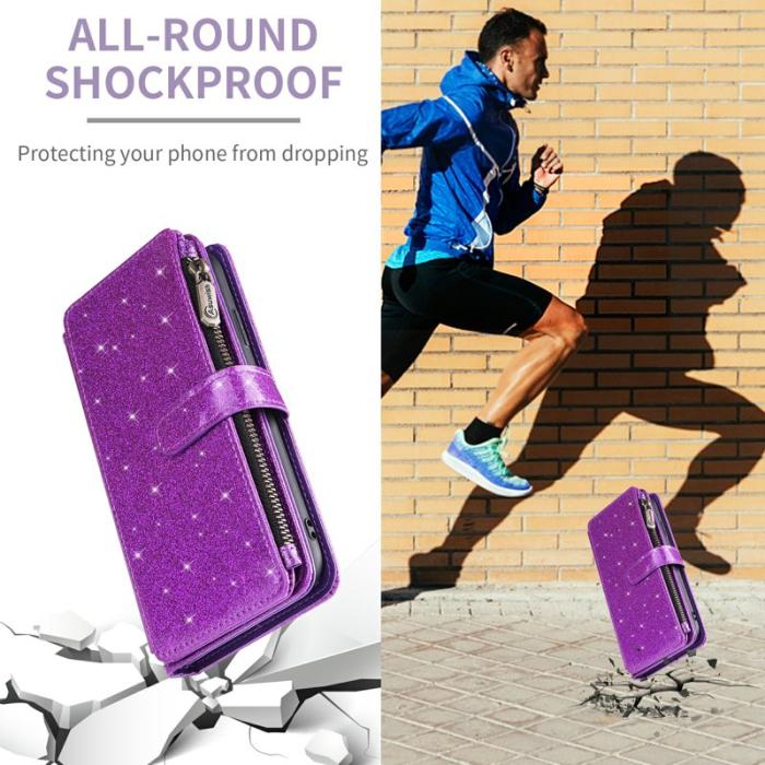 ASUWISH - ASUWISH Samsung Galaxy A55 5G Skal Glitter Konstläder - Lila