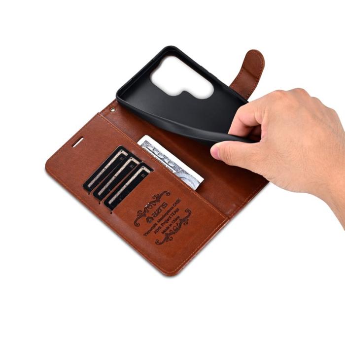 AZNS - AZNS Samsung Galaxy S26 Ultra Fodral Konstläder Ställ - Brun