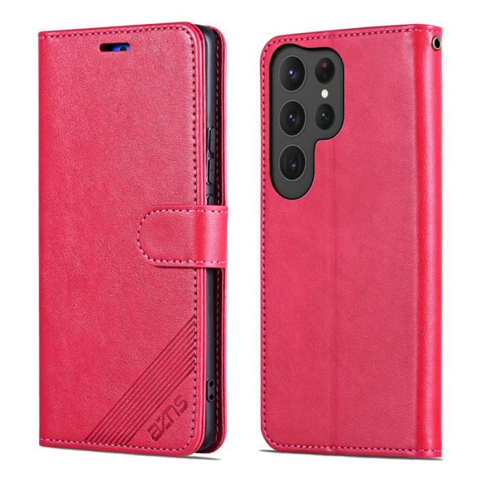 AZNS - AZNS Samsung Galaxy S26 Ultra Fodral Konstläder Ställ - Röd
