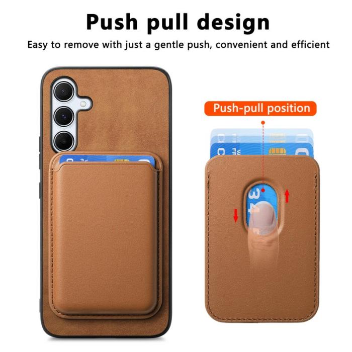 OEM - B2 Samsung Galaxy A55 5G Skal Äkta Läder + Plast - Brun