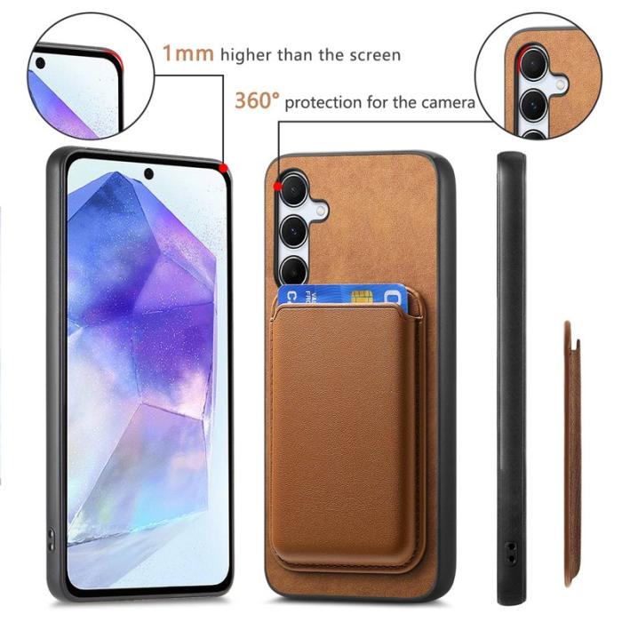 OEM - B2 Samsung Galaxy A55 5G Skal Äkta Läder + Plast - Brun