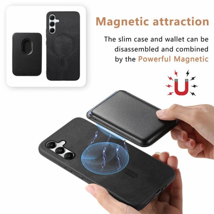 OEM - B2 Samsung Galaxy A55 5G Skal Äkta Läder + TPU - Svart