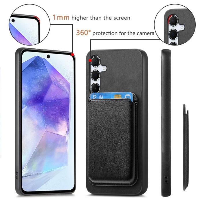 OEM - B2 Samsung Galaxy A55 5G Skal Äkta Läder + TPU - Svart