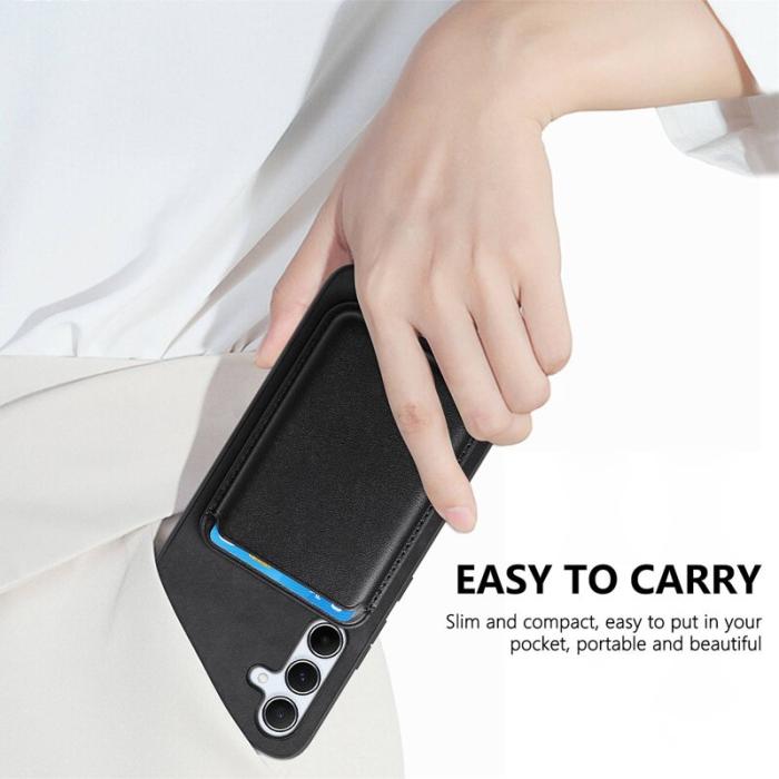 OEM - B2 Samsung Galaxy A55 5G Skal Äkta Läder + TPU - Svart