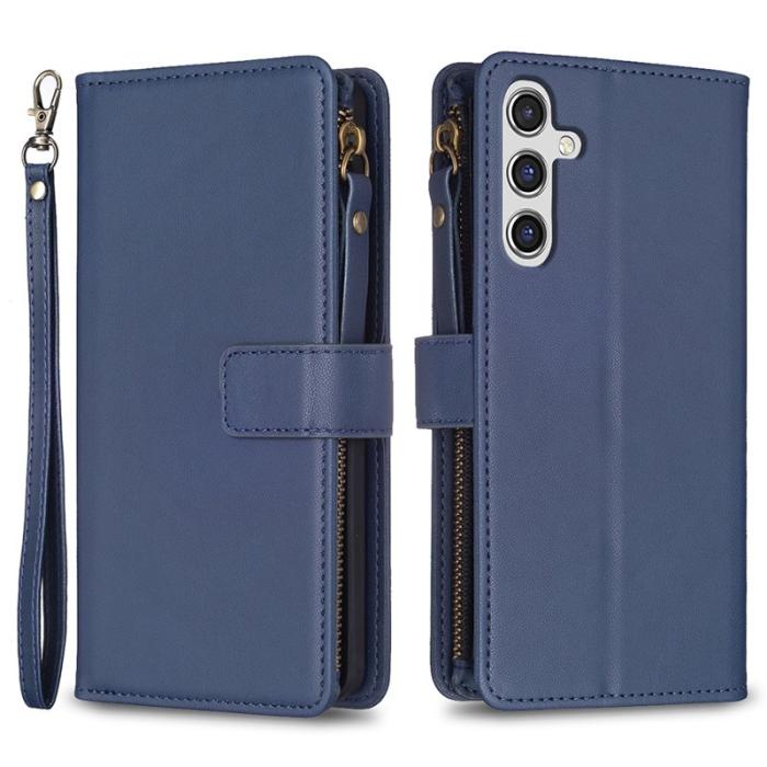 OEM - BF Style Samsung Galaxy A55 5G Skal Slim Konstläder Ställ - Blå