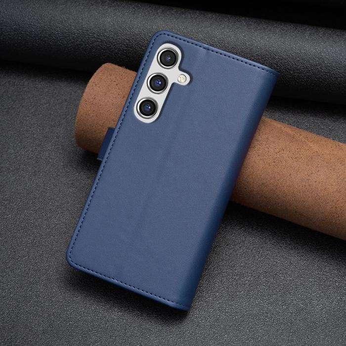 OEM - BF Style Samsung Galaxy A55 5G Skal Slim Konstläder Ställ - Blå